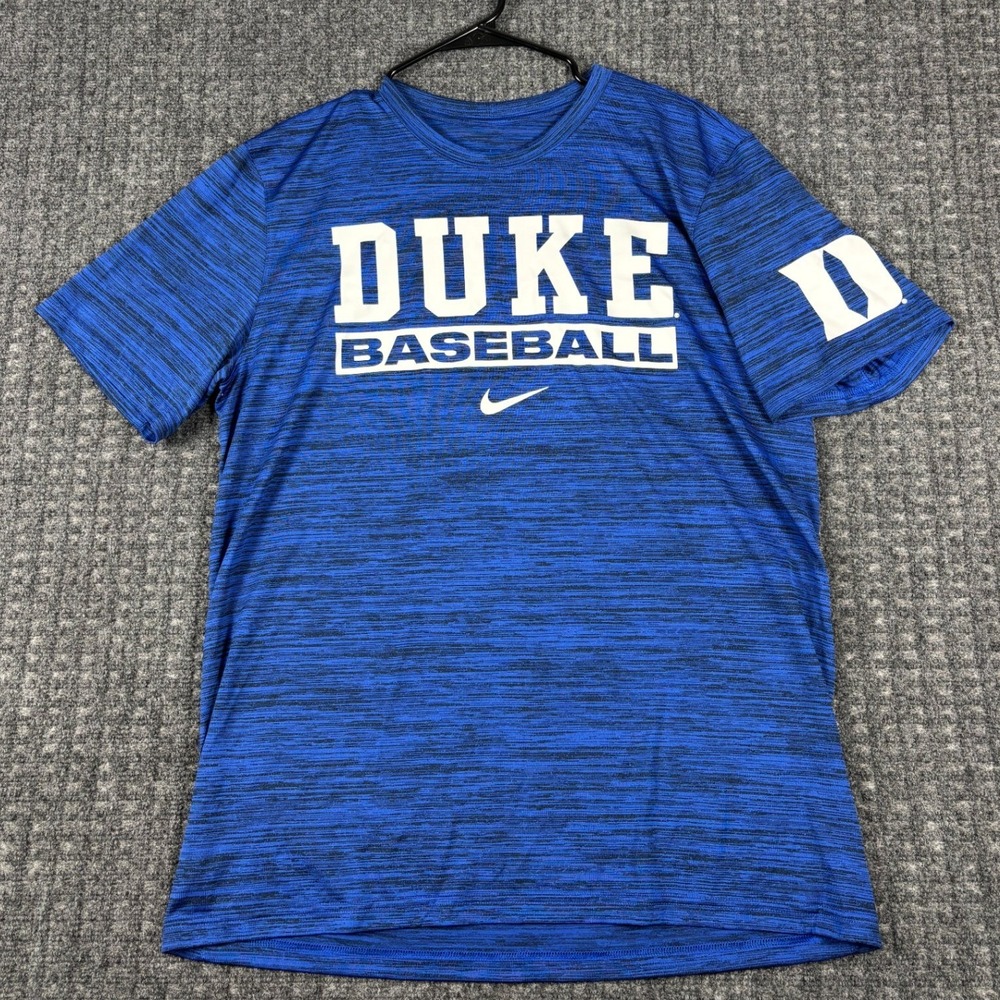 Nike Dri-FIT Duke Baseball Athletic T-Shirt Large Blue Space Dye Heather Mens